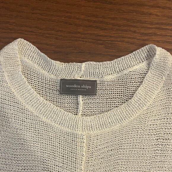 Wooden Ships Charlotte Crew Cotton Open Knit Sweater Size Medium Large - Picture 9 of 14